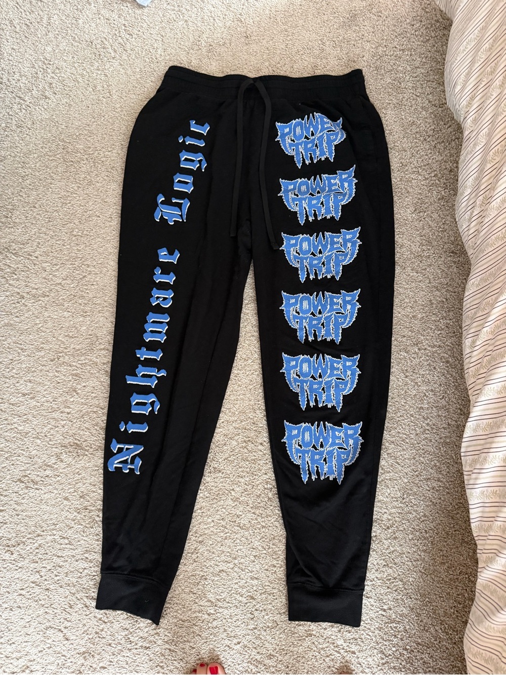 Nightmare Logic Black Kids Joggers with Blue Graphics